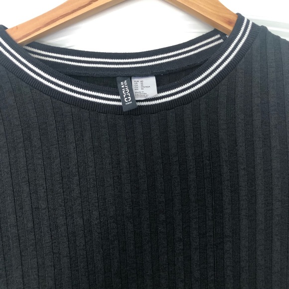 H&M black dress with white stripe on sleeve & neckline - Picture 2 of 2